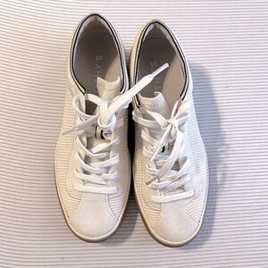 Rothy’s Lace Up Sneaker in Vanilla Cream Off White